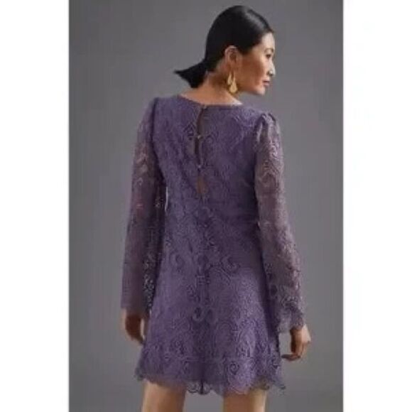 Anthropologie Maeve Lace Mini Dress Lavender - Picture 2 of 7